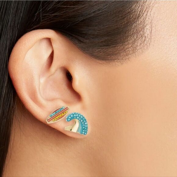 NWOT / BAUBLEBAR / Surfboard & Wave Stacking Stud Earrings Set - Picture 3 of 6